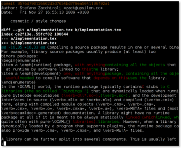 sample output of git show --color-words (screenshot)